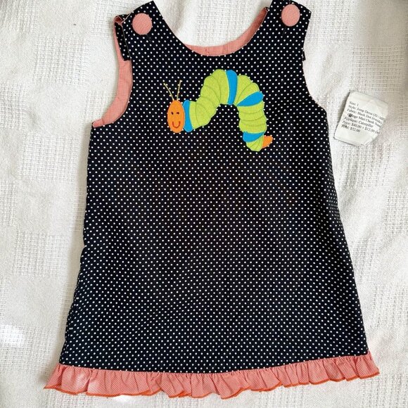 Beaux et Belles Other - Beaux et belles Jumper Dress Polka Dot Caterpillar Size 1 New Ruffle Boutique